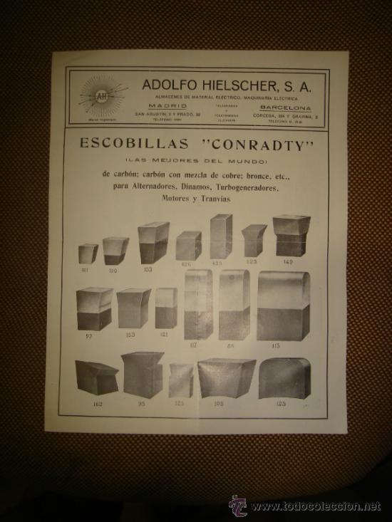 Cat&aacute;logos publicit&aacute;rios: CATALOGO DE ADOLFO HIELSCHER S.A. ESCOBILLAS CONRADTY. VER FOTOS