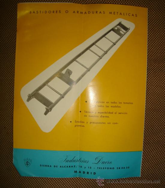 Cat&aacute;logos publicit&aacute;rios: FOLLETO PUBLICITARIO DE INDUSTRIAS DUERO. MADRID. MOLDES PARA HIELO. VER FOTOS. A&Ntilde;OS 50