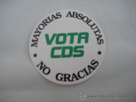 Cat&aacute;logos publicitarios: Adhesivo Publicidad: MAYORIAS ABSOLUTAS, NO GRACIAS. CDS (Centro Democr&aacute;tico y Social)