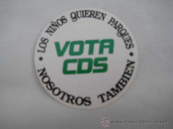 Cat&aacute;logos publicitarios: Adhesivo Publicidad: LOS NI&Ntilde;OS QUIEREN PARQUES, NOSOTROS TAMBI&Eacute;N. CDS (Centro Democr&aacute;tico y Social)