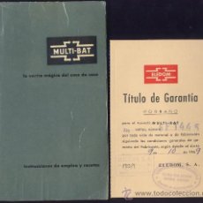 Catálogos publicitarios: BATIDORA MULTI-BAT - INSTRUCCIONES EMPLEO CON RECETAS Y GARANTIA - 1969
