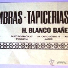 Catálogos publicitarios: RECORTE PUBLICITARIO: ALFOMBRAS TAPICERIAS H. BLANCO BAÑERES - MADRID, BARCELONA, VALENCIA