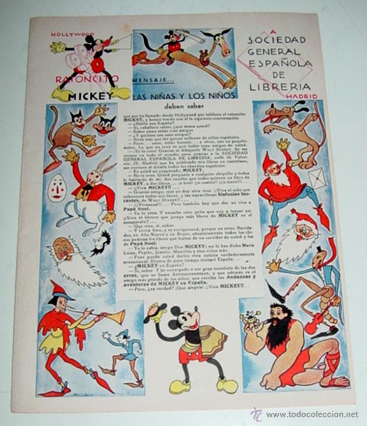 Cat&aacute;logos publicitarios: ANTIGUO CATALOGO Y PROGRAMA DE LA SOCIEDAD GENERAL ESPA&Ntilde;OLA DE LIBRERIA . WALT DISNEY - MICKEY MOUSE
