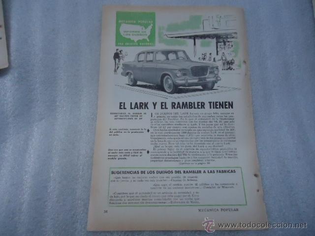 Cat&aacute;logos publicit&aacute;rios: hoja publicidad antigua - 23 x 16 cm - coche - el lark y el rambler