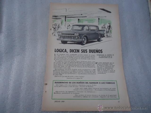 Cat&aacute;logos publicit&aacute;rios: hoja publicidad antigua - 23 x 16 cm - coche - rambler