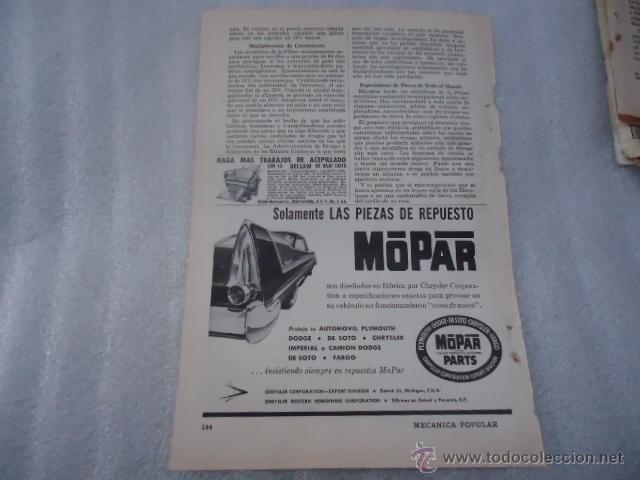 Cat&aacute;logos publicit&aacute;rios: hoja publicidad antigua - 23 x 16 cm - coche mopar parts  piezas de repuesto