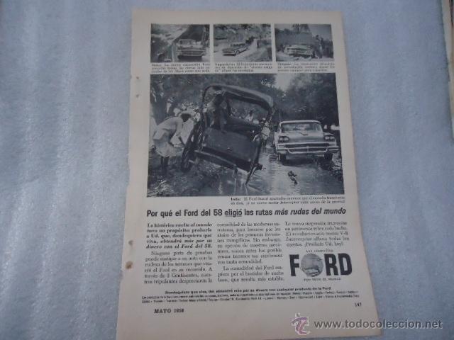 Cat&aacute;logos publicit&aacute;rios: hoja publicidad antigua - 23 x 16 cm - coche ford del 58 eligio las rutas mas rudas del mundo