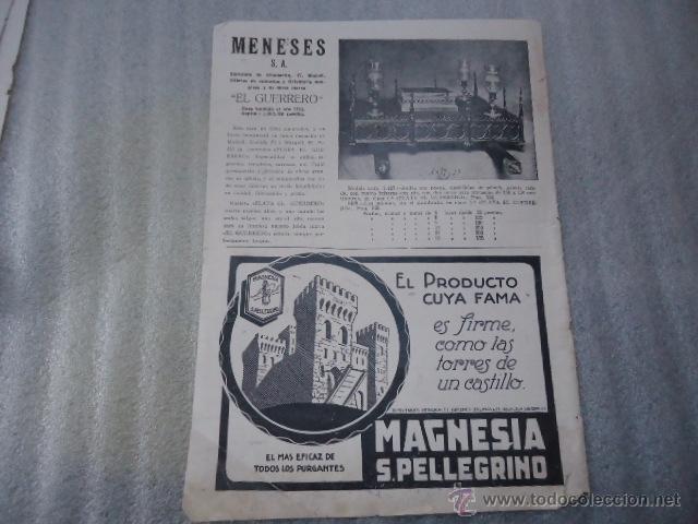 Advertising Catalogs: 1926 -  hoja publicidad meneses , el guerrero ,- el producto cuya fama , magnesia s. pellegrino