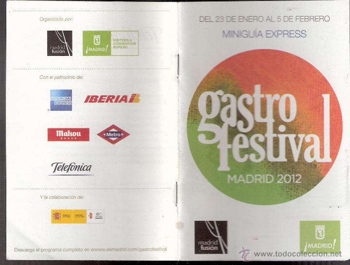 Advertising Catalogs: Gastrofestival. madrid 2012.Madrid Fusi&oacute;n. Minigu&iacute;a Expres.15 x 10 cmtrs. S/P 40 p&aacute;ginas.