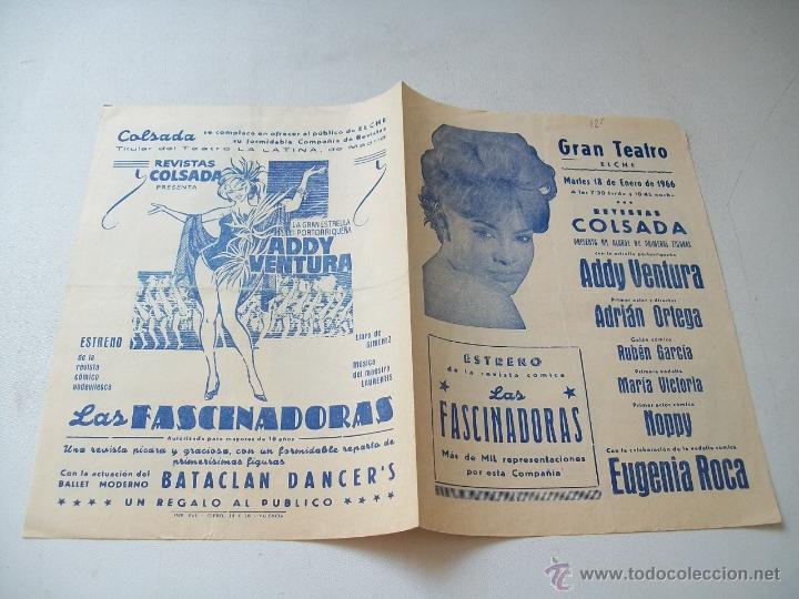 Advertising Catalogs: GRAN TEATRO, ELCHE - MARTES 18 DE ENERO DE 1966.- MIDE 22 X 16 CM.
