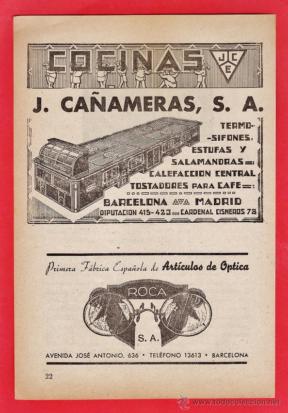 Advertising Catalogs: hoja suelta publicitaria - cocinas j. ca&ntilde;ameras / articulos optica roca - a&ntilde;o 1946