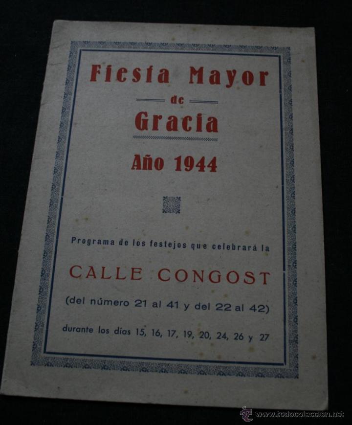 Cat&aacute;logos publicit&aacute;rios: FIESTA MAYOR DE GRACIA. - Barcelona - A&ntilde;o 1944 - con publicidad