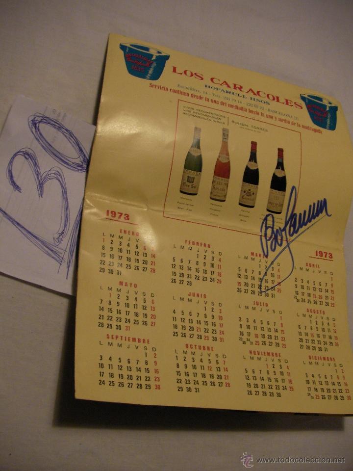 Cat&aacute;logos publicit&aacute;rios: ANTIGUO CALENDARIO BAR RESTAURANTE LOS CARACOLES A&Ntilde;O 73 FIRMADO - BOFARRULL HNOS - ENVIO GRATIS