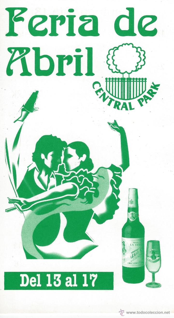 Cat&aacute;logos publicitarios: TARJETA PUBLICIDAD FERIA DE ABRIL CENTRAL PARK SALAMANCA A&Ntilde;OS 90