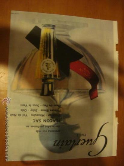 Werbekataloge: muy antigua hoja publicidad, publicitaria, perfumes flacon sac, guerlain paris