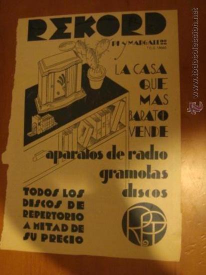 Werbekataloge: muy antigua hoja publicidad, publicitaria, record venta de aparatos de radio gramolas y discos