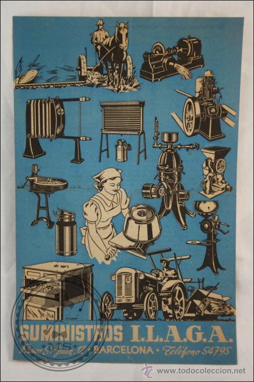 Advertising Catalogs: Antigua Hoja / Folleto de Publicidad - Suministros ILAGA, Barcelona - Ganader&iacute;a, Agricultura...