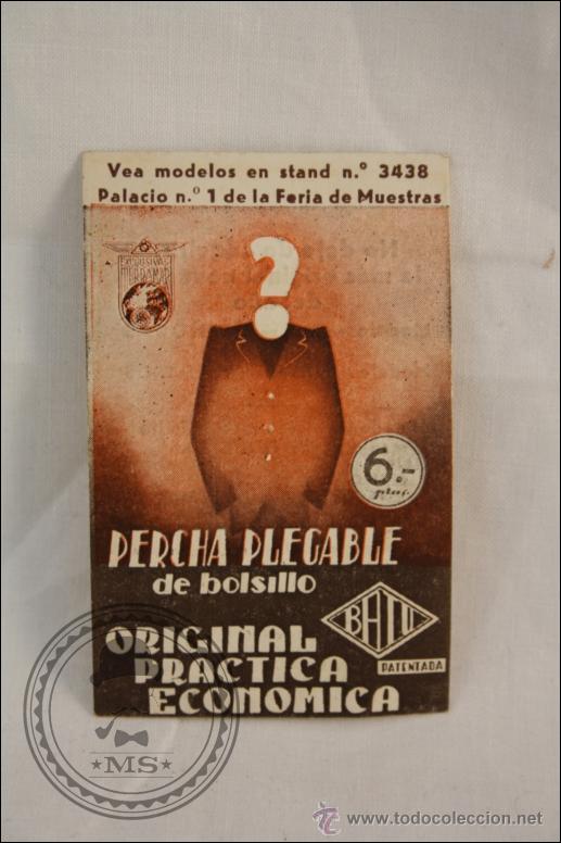 Advertising Catalogs: Antigua Tarjeta de Publicidad - Percha Desplegable de Bolsillo - BATU. Exclusivas Terramar
