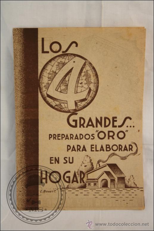 Advertising Catalogs: Antiguo Cat&aacute;logo / Folleto de Publicidad - Los 4 Grandes Preparados Oro - Ilustrado por L. Bonett