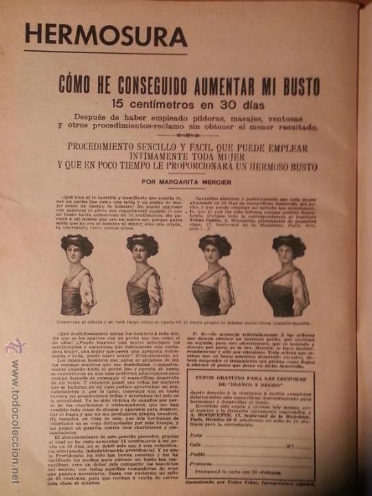 Catalogues publicitaires: 30,5 x 23 cm antigua hoja publitaria - publicidad - prensa - aumento de busto, pechos