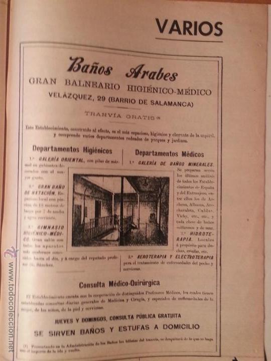 Catalogues publicitaires: 30,5 x 23 cm antigua hoja publitaria - publicidad - prensa - ba&ntilde;os arabes barrio salamanca balneario