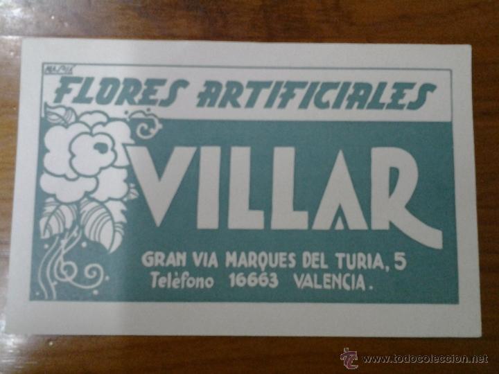 Cat&aacute;logos publicit&aacute;rios: ANTIGUA TARJETA PUBLICIDAD FLORES ARTIFICIALES VILLAR VALENCIA