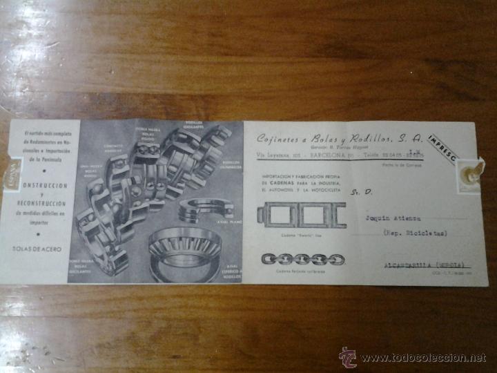 Werbekataloge: ANTIGUA PUBLICIDAD COJINETES DE ACERO A BOLAS Y RODILLOS S.A. BARCELONA