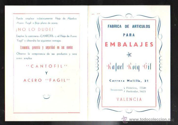 Catalogues publicitaires: RAFAEL ROIG GIL. FABRICA DE ARTICULOS PARA EMBALAJES. VALENCIA. FOLLETO PUBLICITARIO