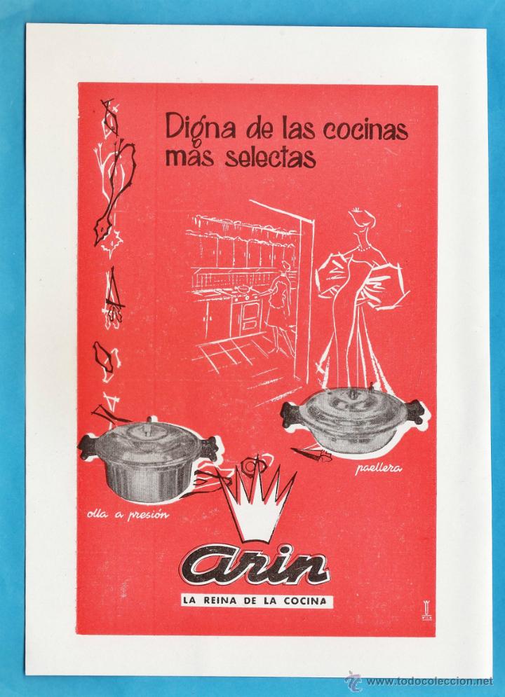 Advertising Catalogs: Anuncio hoja suelta publicitaria - olla a presion paellera arin - la reina de la cocina - a&ntilde;o 1959