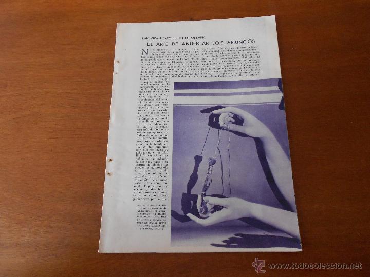 Cat&aacute;logos publicitarios: RECORTE PRENSA ORIGINAL 1933: ART&Iacute;CULO SOBRE T&Eacute;CNICAS Y EXPOSICI&Oacute;N DE PUBLICIDAD