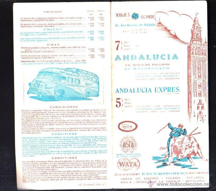 Catalogues publicitaires: CATALOGO PUBLICITARIO DE VIAJES CONDE. ANDALUCIA EN AUTOCAR PULLMAN. CON LISTA DE PRECIOS