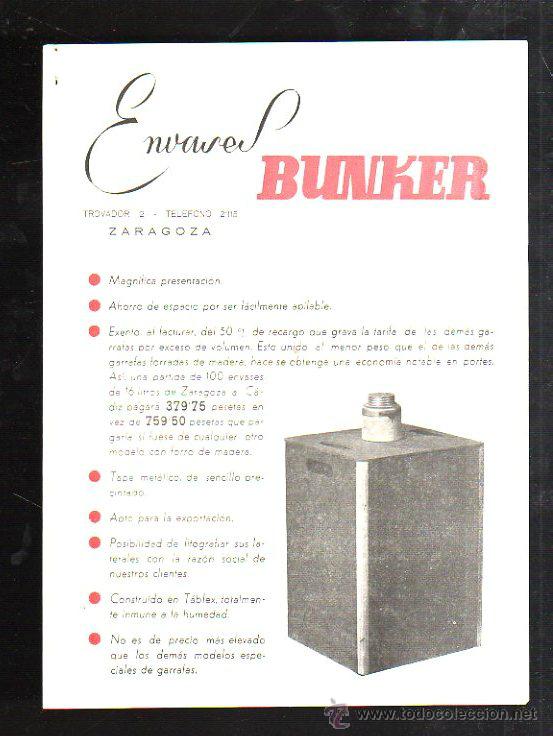 Catalogues publicitaires: CATALOGO PUBLICITARIO ENVASES BUNKER. ZARAGOZA. CON DESCRPCION Y LISTA DE PRECIOS
