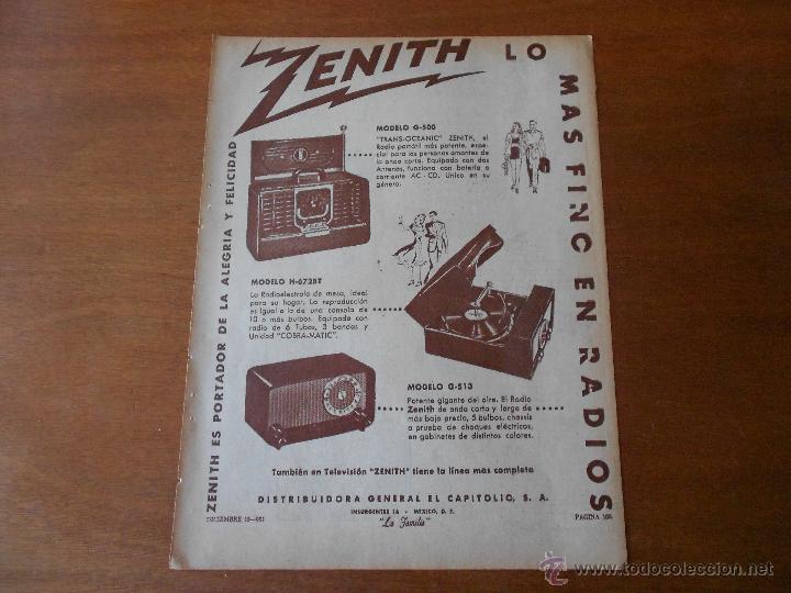 Cat&aacute;logos publicitarios: ANTIGUA PUBLICIDAD ORIGINAL EN PRENSA: RADIOS ZENITH Y RADIOELECTROLA DE MESA, A&Ntilde;O 1951