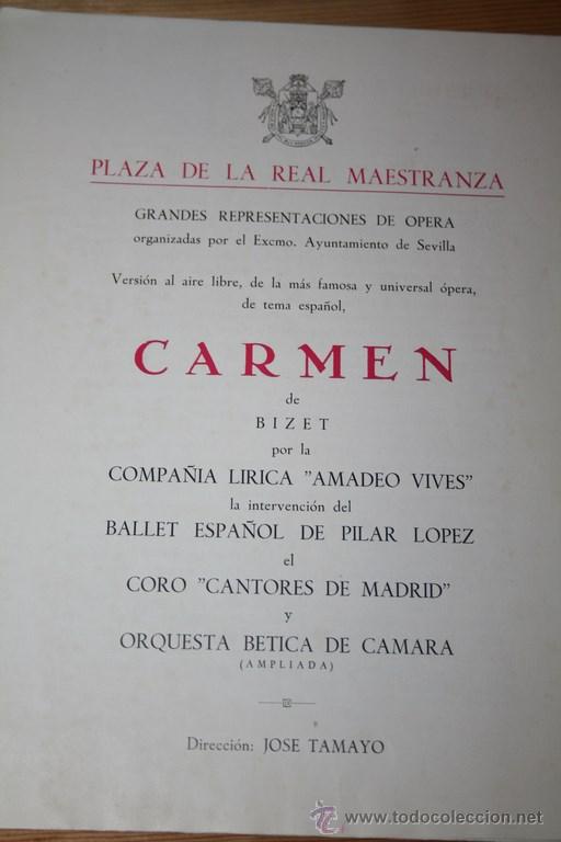 Cat&aacute;logos publicitarios: PROGRAMA OPERA CARMEN DE BIZET EN SEVILLA - Foto 2