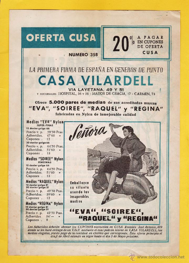 Cat&aacute;logos publicitarios: antiguo anuncio - generos de punto casa vilardell / barcelona - textil / vespa - a&ntilde;os 60