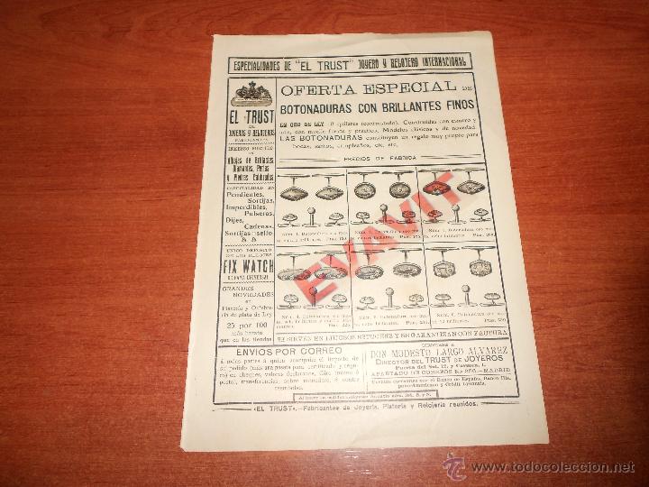 Cat&aacute;logos publicitarios: PUBLICIDAD PRENSA 1914: TRUST DE JOYEROS Y RELOJEROS,  Y  M&Aacute;QUINA DE CALCULAR BRUNSVIGA CALCULADORA