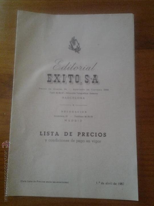 Werbekataloge: LISTA DE PRECIOS EDITORIAL EXITO S.A. CATALOGO LIBROS 1957