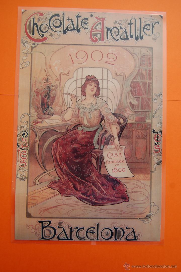 Cat&aacute;logos publicitarios: CARTEL - REPRODUCCION ANTIGUA PUBLICIDAD CHOCOLATES AMATLLER BARCELONA 28X40