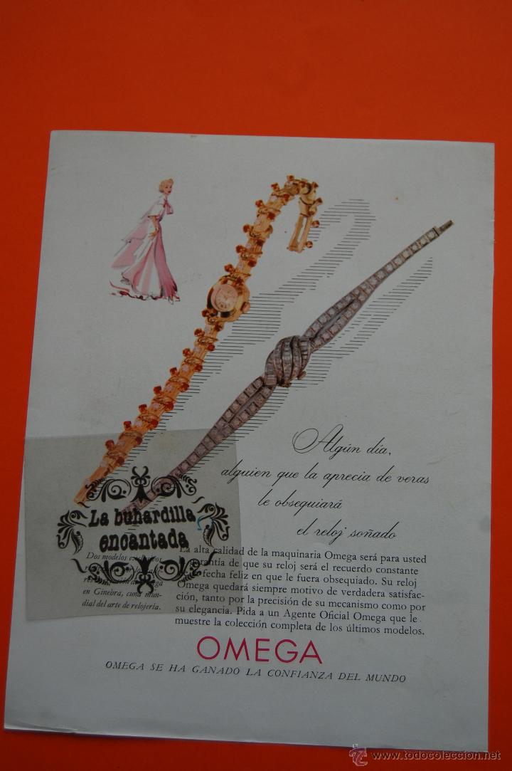 Cat&aacute;logos publicitarios: PUBLICIDAD ORIGINAL - RELOJ OMEGA MODELOS EXCLUSIVON GINEBRA - 1957 - JOYERIA ALDAO MADRID -