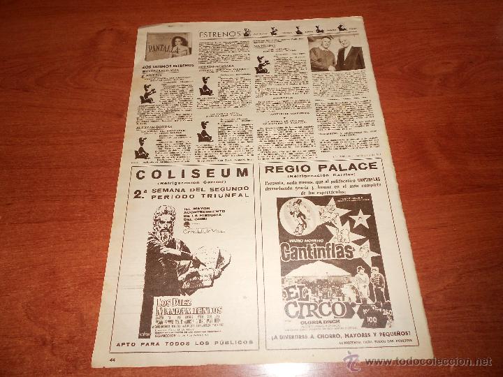 Cat&aacute;logos publicitarios: PUBLICIDAD CINE A&Ntilde;O 1962: LOS DIEZ MANDAMIENTOS (CHARLTON HESTON) Y EL CIRCO (CANTINFLAS)