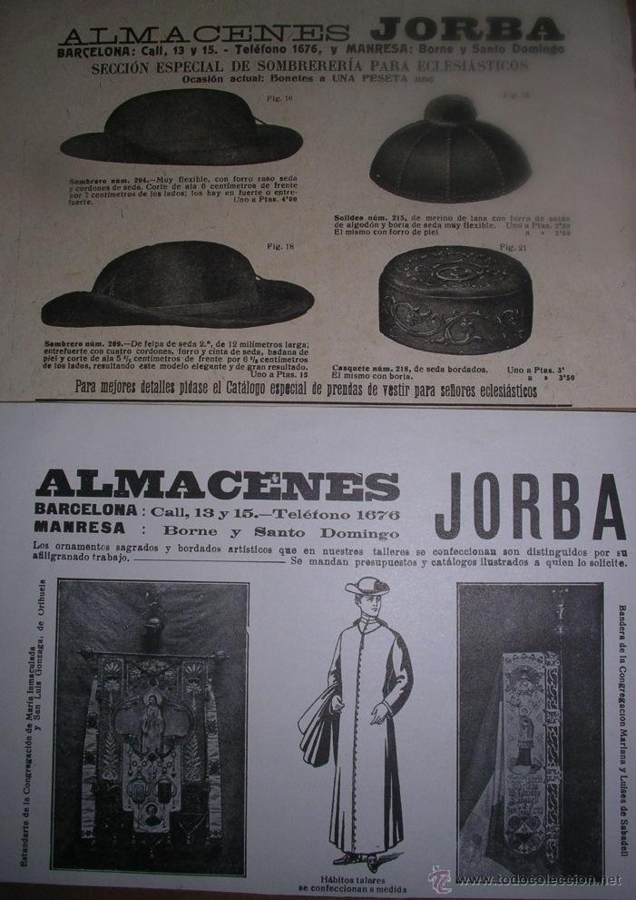 Cat&aacute;logos publicit&aacute;rios: Publicidad Almacenes Jorba (Barcelona y Manresa). A&ntilde;os 20