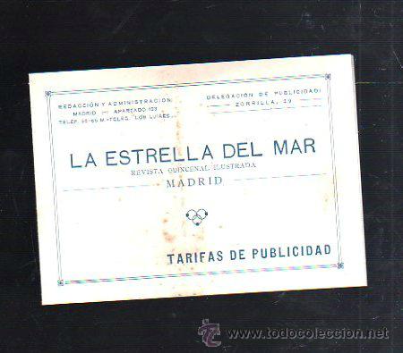 Werbekataloge: LA ESTRELLA DEL MAR. REVISTA QUINCENAL ILUSTRADA. MADRID. TARIFAS DE PUBLICIDAD. A&Ntilde;OS 30. VER