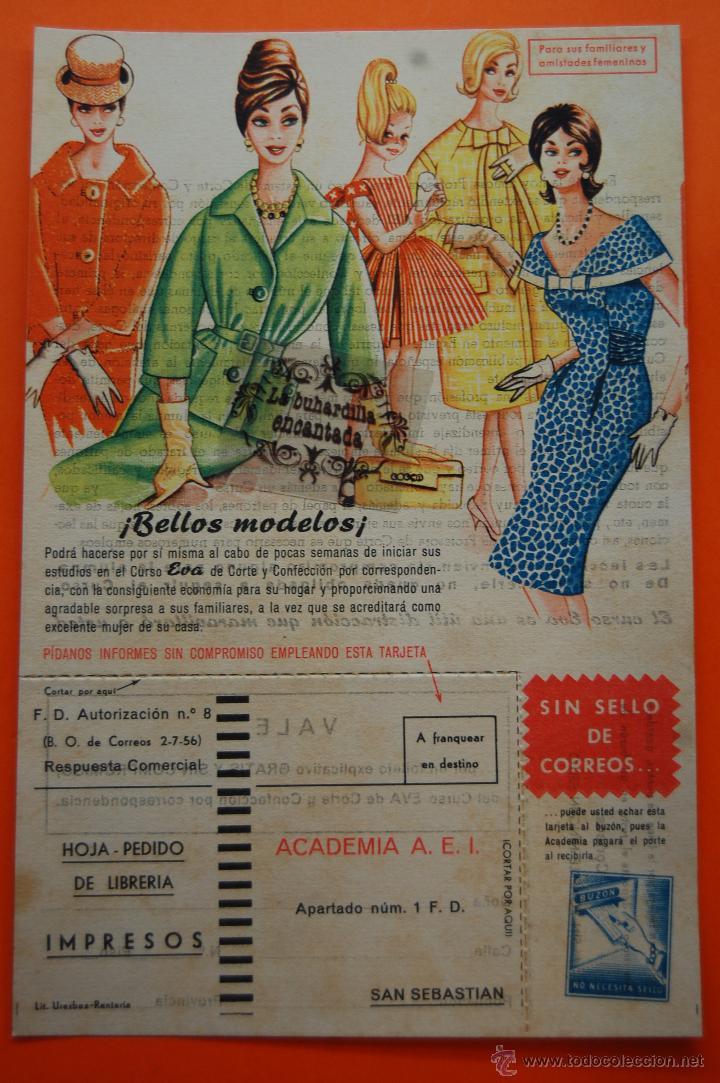 Werbekataloge: PUBLICIDAD ORIGINAL - TARJETA PEDIDO CURSOS ACADEMIA A.E.I. CORTE Y CONFECCION