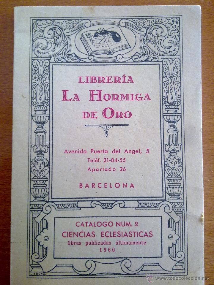 Cat&aacute;logos publicitarios: CAT&Aacute;LOGO NUM 2. CIENCIAS ECLESI&Aacute;STICAS DE LA LIBRER&Iacute;A LA HORMIGA DE ORO