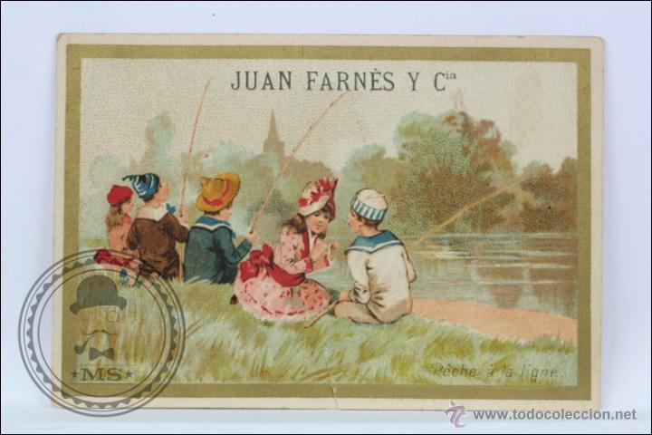 Catalogues publicitaires: Tarjeta de Publicidad de Juan Farn&egrave;s y C&iacute;a - Ni&ntilde;os. P&ecirc;che &agrave; la Ligne - Medidas 11 x 7,5 Cm