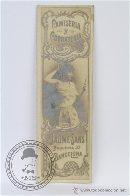 Advertising Catalogs: Tarjeta / Anuncio Publicitario Camiser&iacute;a y Corbater&iacute;a Jaume Sans, Barcelona - Medidas 7 x 2 Cm