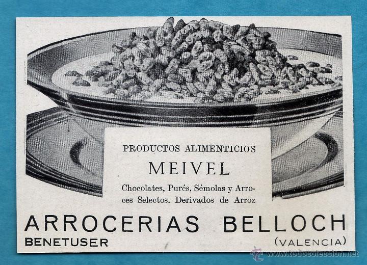 Advertising Catalogs: anuncio recortado - alimentos maivel / arrocerias belloch - benetuser / valencia - vertice -a&ntilde;o 1940