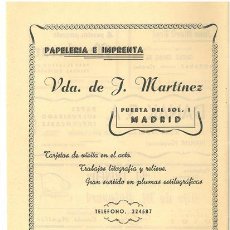 Catálogos publicitarios: PUBLICIDAD ANTIGUA. PAPELERIA E IMPRENTA VIUDA DE J. MARTINEZ. 1957.. Lote 45503213