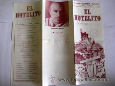 Cat&aacute;logos publicitarios: Folleto Publicidad : EL HOTELITO de Antonio Gala. TEATRO OLYMPIA 1986