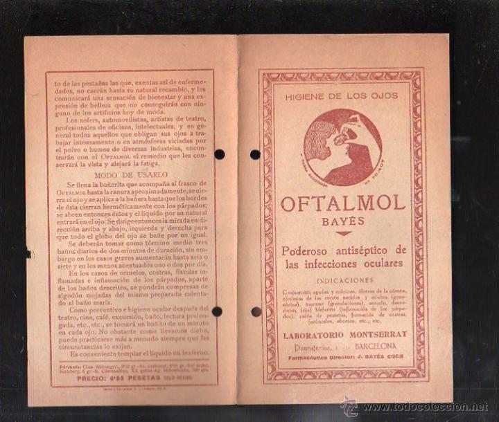 Cat&aacute;logos publicit&aacute;rios: CATALOGO PUBLICITARIO DE OFTALMOL BAYES. HIGINE DE LOS OJOS. INDICACIONES. BARCELONA. VER FOTOS